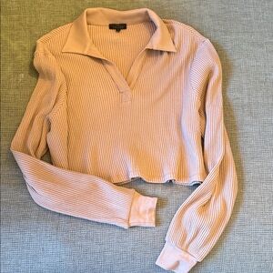 Chic Beige Ribbed Crop Top